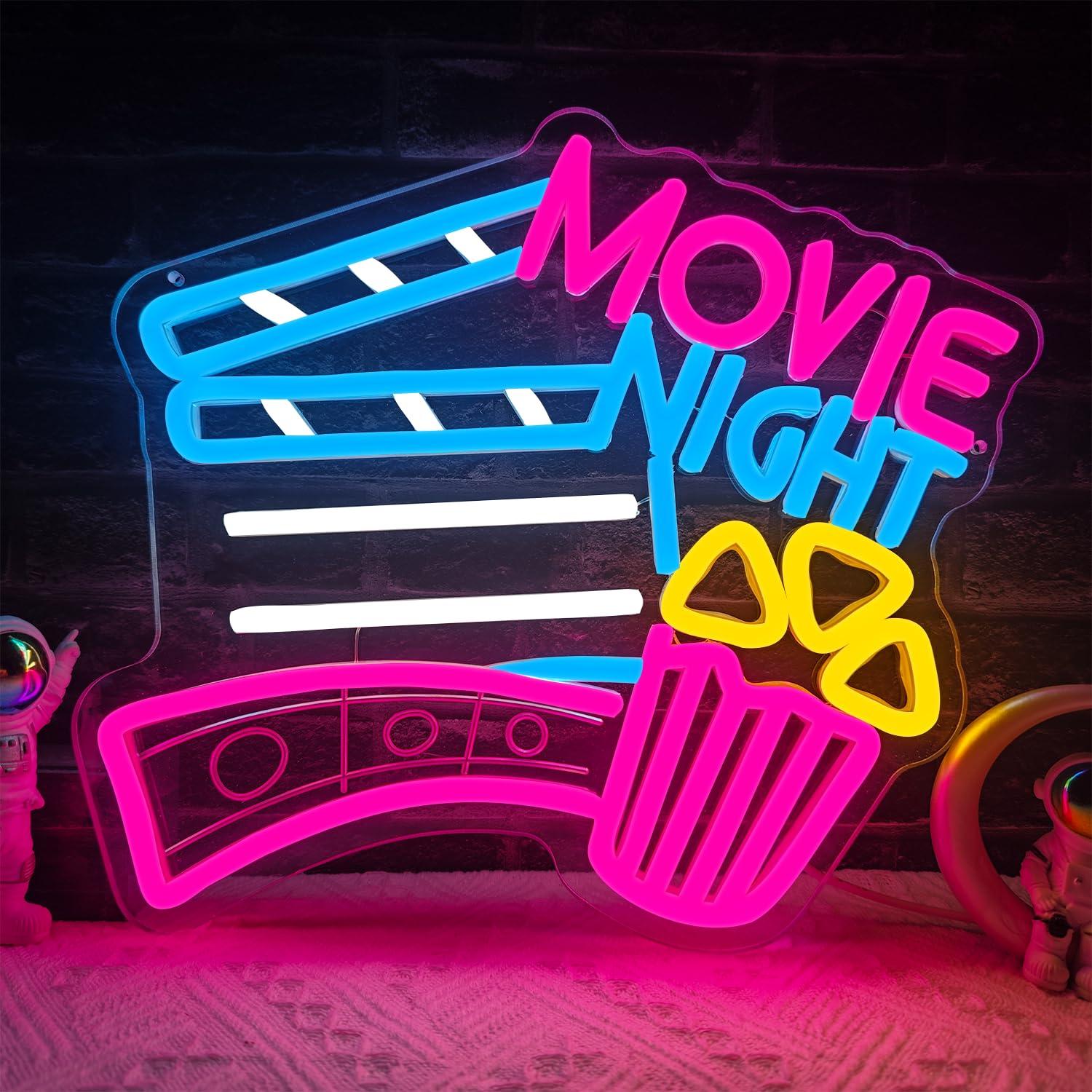 Home Cinema Gifts - Letreiro Neon para Noite de Cinema,