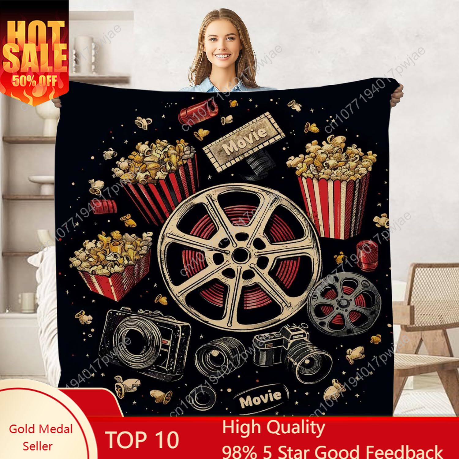 Cobertor de pipoca de bilhete  - Home Cinema Gifts avaliação e preço