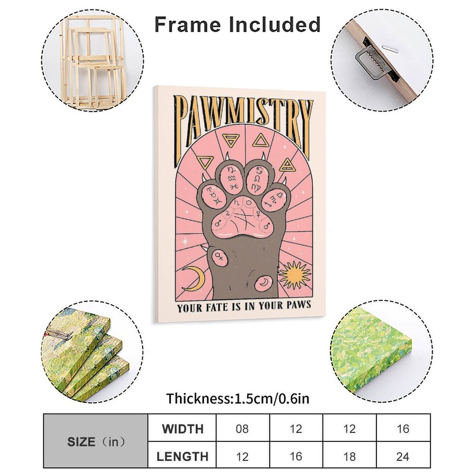 Pawmistry pintura em tela cart - Home Cinema Decor avaliação e preço