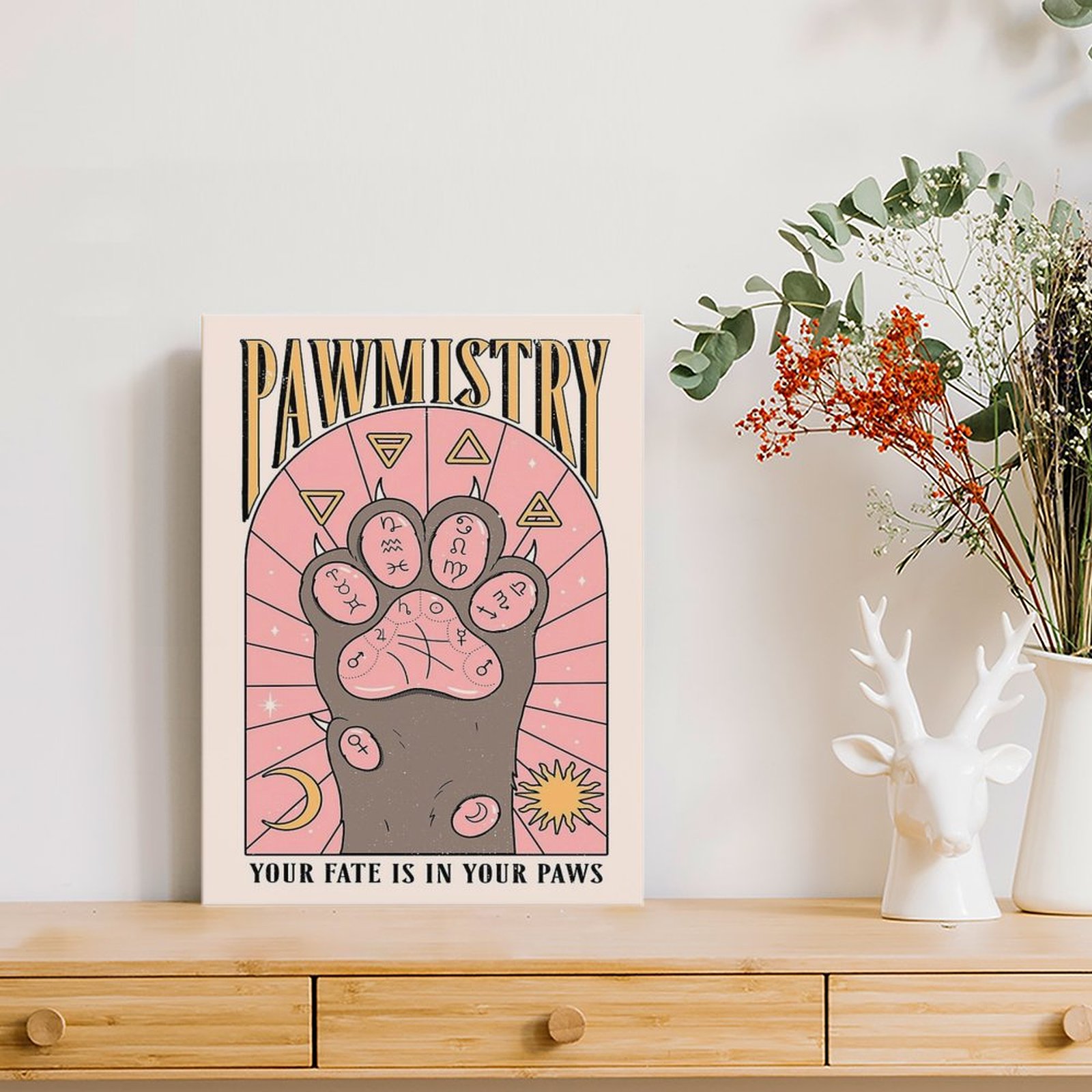 Pawmistry pintura em tela cart - Home Cinema Decor avaliação e preço